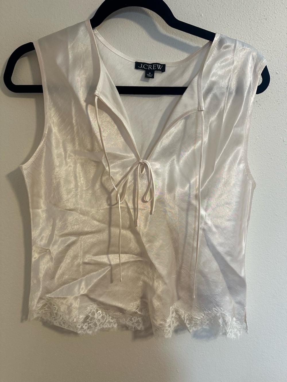 J.Crew Satin Lace Trim Tank Top